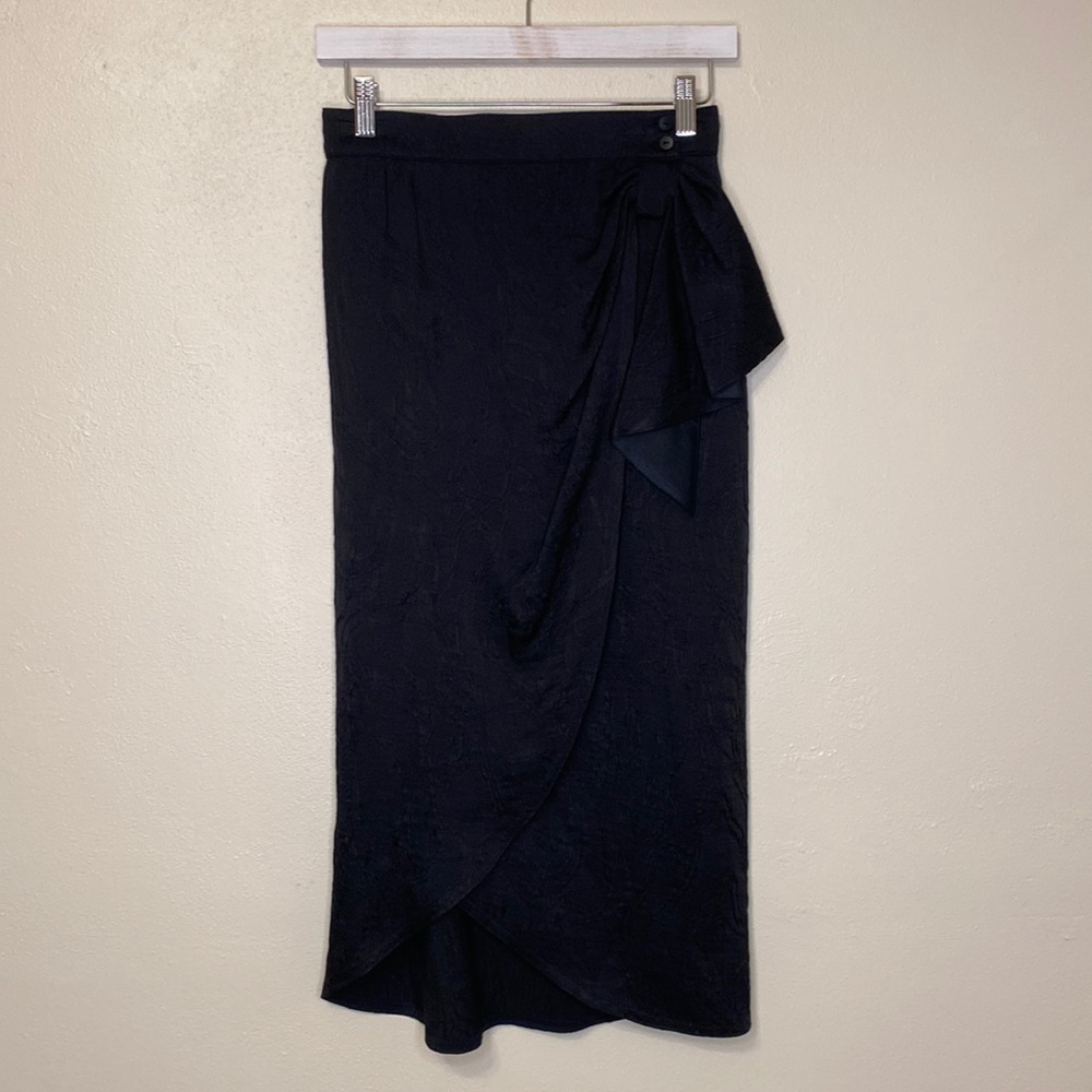 ESCADA Couture Silk Wrap Skirt - Black - Size 36